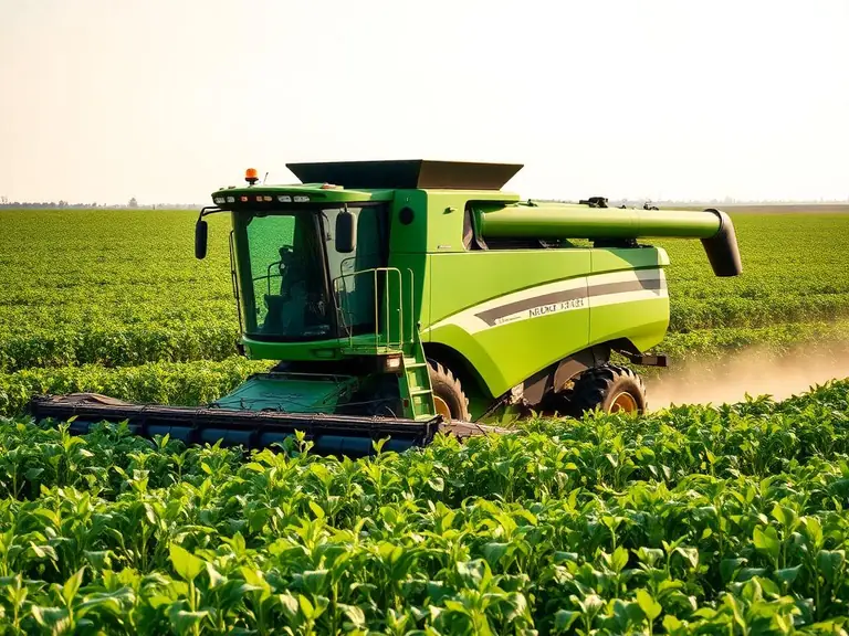 Colheitadeira agrícola moderna operando em lavoura extensa