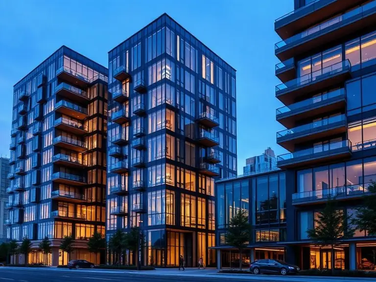Edifícios urbanos modernos representando patrimônio imobiliário